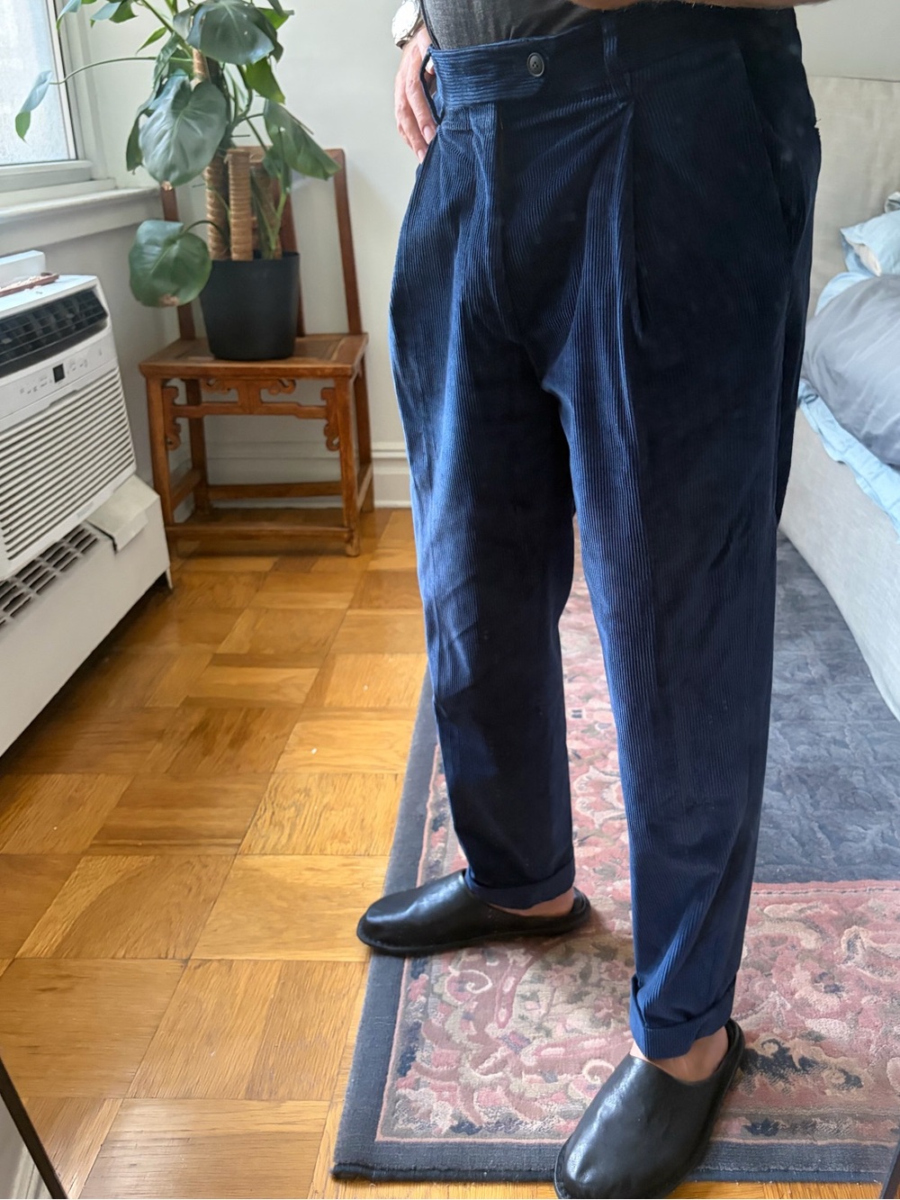 Todd Snyder Navy Corduroy Pleated Trousers